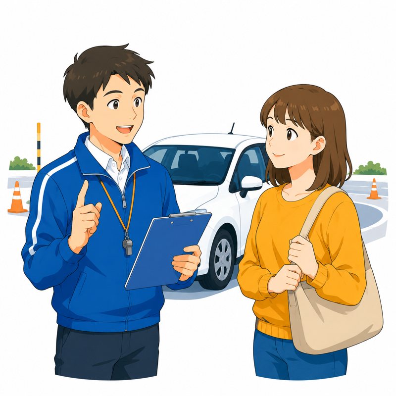 教習所の指導員が説明しているイラスト